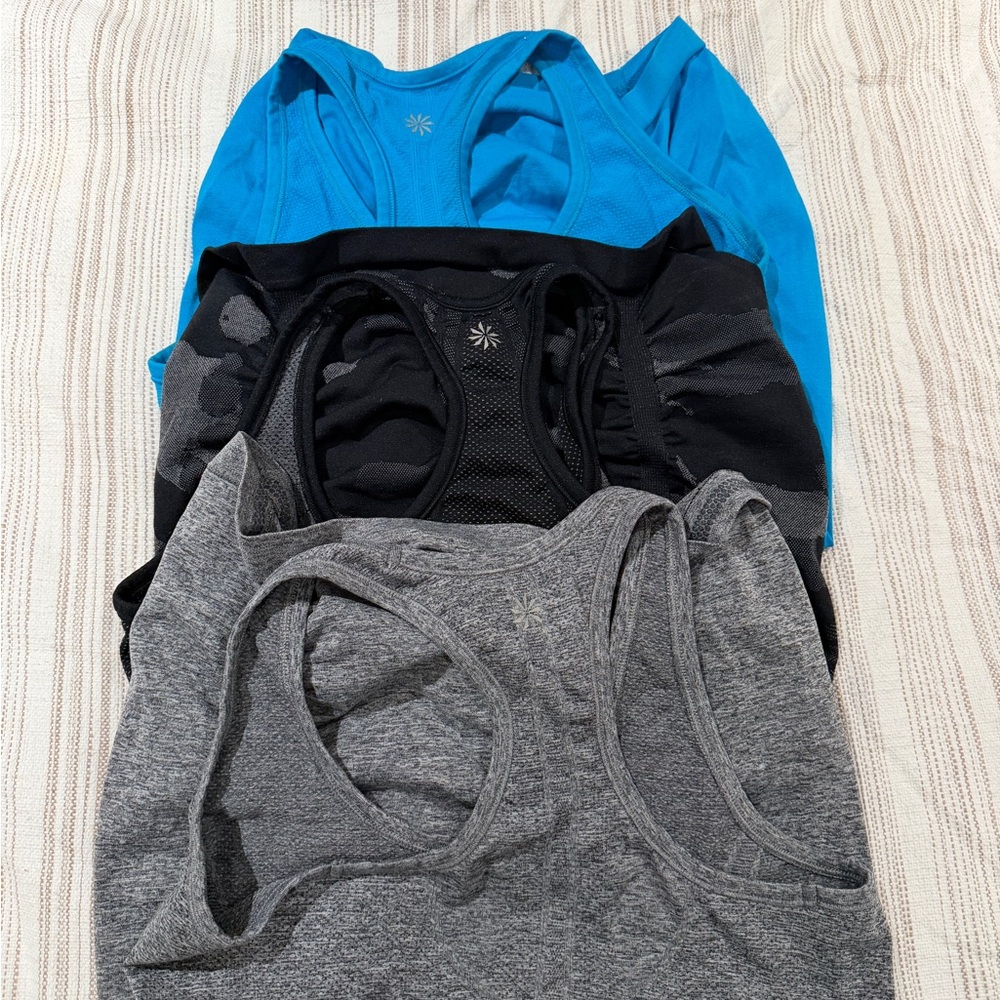Athleta Blue, Black, and Gray Tank Tops